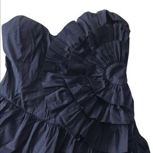 {minuet petite} navy strapless sweetheart dress
